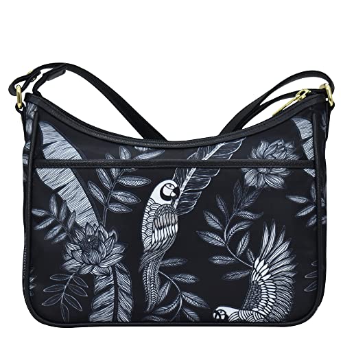 Anuschka East/West Hobo-Wanderlust Collection-Nylon Fabric with Leather Trim and Artwork Print2