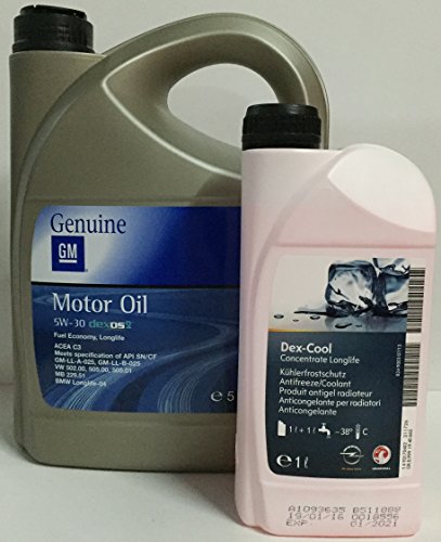 Opel Duo Aceite Motor GM General Motor Oil 5w30 5 litros + Anticongelate Puro GM Dexcool 1 LTR