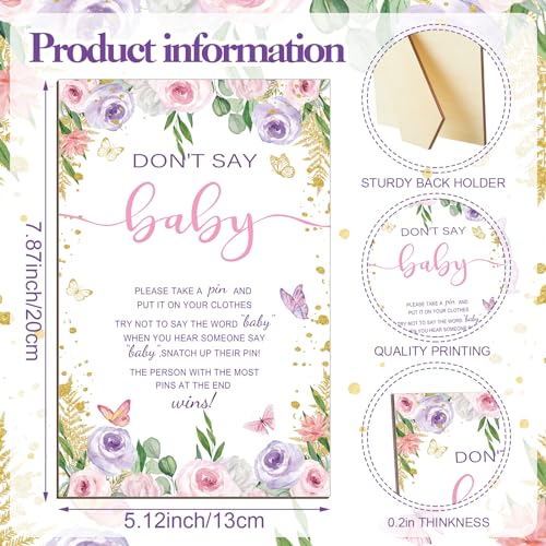 Image of Patelai 321 Pcs Butterfly Baby Shower Decorations a Little Butterfly Is on The Way for Baby Shower Party Bingo Games Don't Say The Word for Pink Purple Gender Reveal Game Birthday Party Decor Supplies