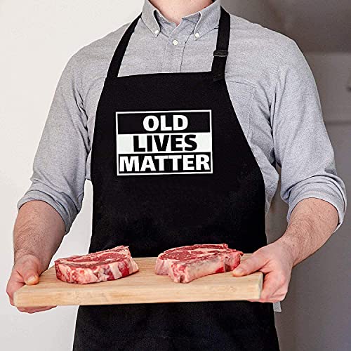 Apronpanda Old Lives Matter Kitchen Apron For Men Women - 40Th 50Th 60Th 70Th Birthday Gifts For Men Women, Retirement Gift For Coworkers Friend, Gift For Mom And Dad, Gag Gift For Grandpa, Grandma #TOP5