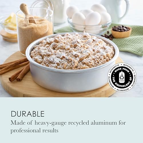 Chicago Metallic Recycled Aluminum 8 inch Round Cake Pan with Natural Aluminum For Even Baking, Built for Everyday Use, Perfect for Round Cakes, Cheesecakes and More - Thumbnail 2