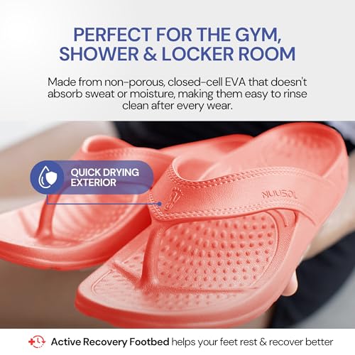 Image of NUUSOL Unisex Cascade Flip Flops; Non-Slip Hiking /Plantar Fasciitis Footwear; Soft Cushion, Lightweight & Comfortable; Arch Support & Textured Footbed, Pain Relief for Joint, Neck & Back Injuries