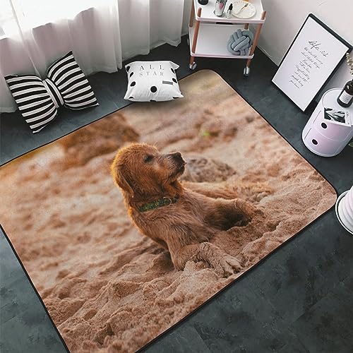 Tapis de salon durable et doux grand format imprimé Retriever