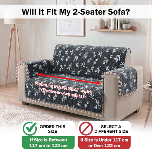 Image of Story@Home Chenille Sofa Cover 2 Seater with Back Covers (152x122Cm) & Arm Rest Covers| Anti Slip Sofa Mat for 1 /2 /3 Seater & L Shape Sofa Cover - Slate & Snow