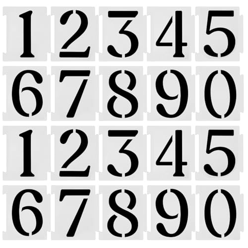 20 Pcs Curb Painting Stencils 4 Inch Curb Address Stencil Kit for Painting on Walls Number Curbs Stencils Kit for Address Paint on Wood Wall Mailbox Road