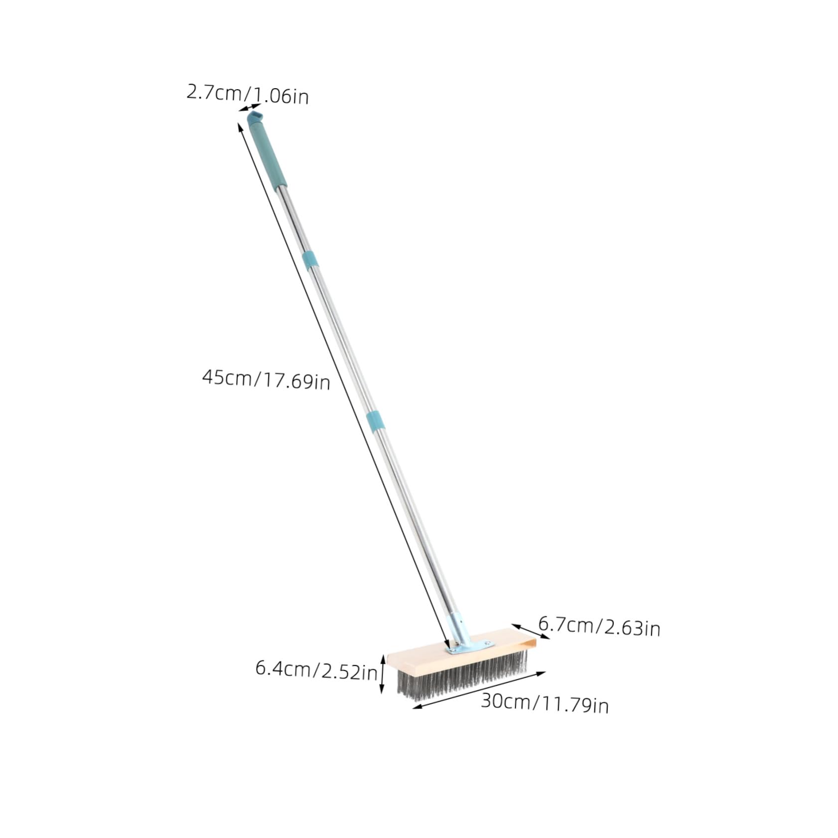 POPETPOP Cepillo de Limpieza para Patio y Hormigón con Cerdas Rígidas, Mango de 138cm y Cabezal de 20cm, Acero Inoxidable, para Suelos Duros