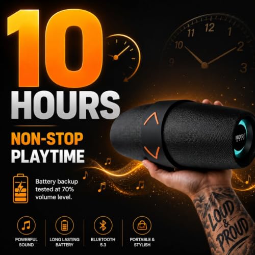 Image of ModishOmbre AudioPro 20W Bluetooth Wireless Speaker | Dual Bass Radiators | 10m Range | 10H Playtime | IPX6 Waterproof | DSP Tuned Audio | TWS Stereo Pairing | USB /FM Support | Built-in Mic
