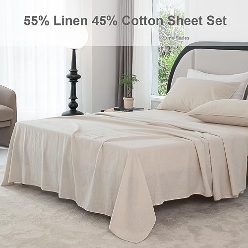 Miniatura 2 de Talasily Juego de sábanas de lino tamaño California King, mezcla de lino y algodón, juego de 4 piezas suave y transpirable para todas las