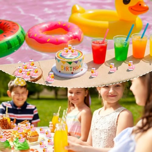 Image of 50 Pcs Cake Ducks Toy Figures, Mini Cake Resin Ducks Bulk, Tiny Cakes Figurine Dress up Duck Toy for Party Favors (Pink)