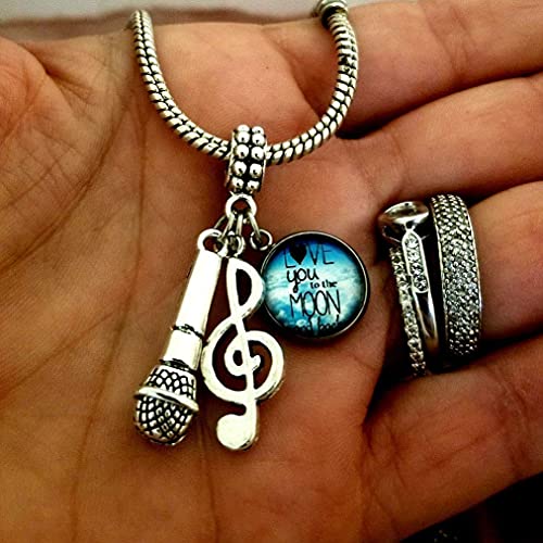 Microphone Music Note Charm With Bracelet, Necklace, Keychain, Clef G Note Charm, Microphone Pendant, Microphone Singer Jewelry For Teenage Girls And Women #TOP2