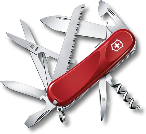 Victorinox Evolution 17 Swiss Army Navaja de bolsillo, mediano, multiherramienta, 15 funciones, hoja, ergonómica, color rojo