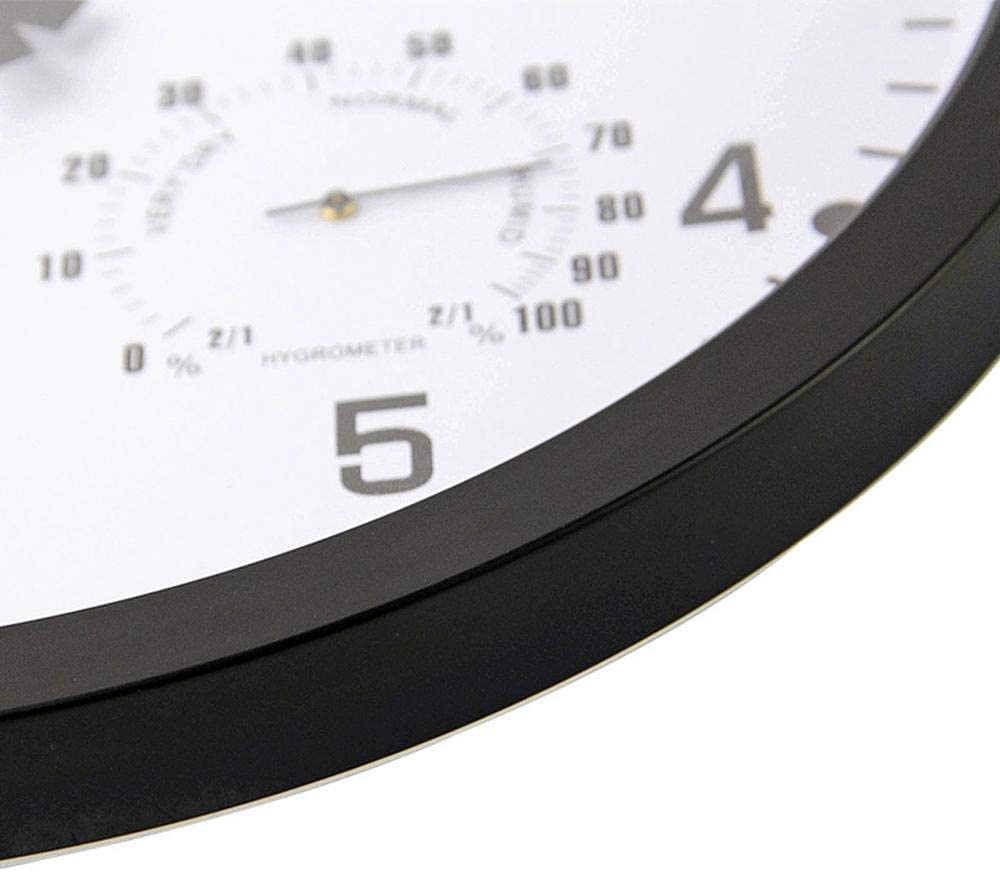 XJBTBA Relojes de jardín para Exteriores, Impermeables, Adorno silencioso preciso con Temperatura y Humedad, Relojes para Exteriores para el jardín, Reloj Exterior con Pilas montado en la Pared,