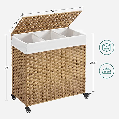 image for SONGMICS Laundry Hamper, Handwoven Laundry Basket, 140L Rattan Style w