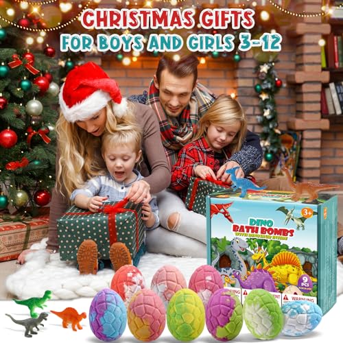 Qivatex Gifts for Kids Dinosaur Bath Bombs, Birthday Gifts for Kids 9 Pack Natural and Organic Dino Bath Bombs Bubble Bath Gift Set, Perfect Birthday Gifts for Boys Girls 3-12 - Image 2