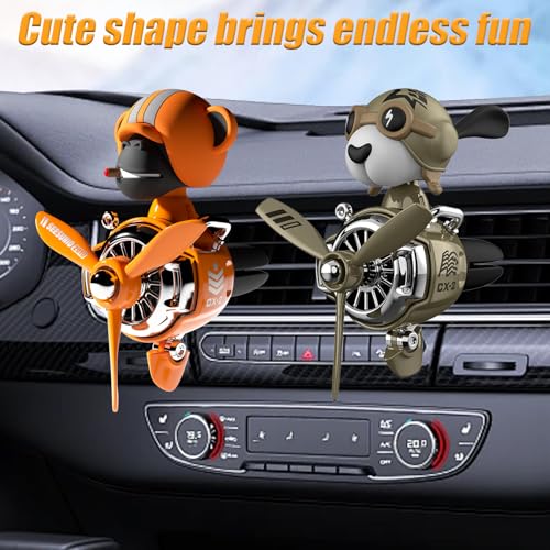 Image of 2Pcs Car Air Fresheners, Cute Bear Pilot Automotive Air Outlet Creative Car Perfume Diffuser, Automotive Accessories Air Vent Decoration with 8 Fragrant Tablets (Orange 1+Green 1)