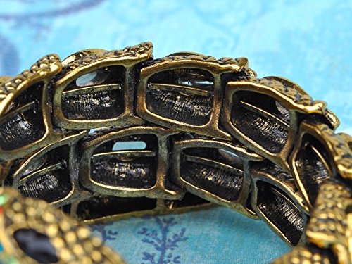 Alilang Egyptian Snake Rhinestones Stretch Cuff Wrap Bangle Bracelet, Gold #TOP4