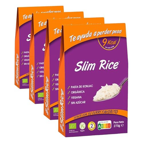 Slim Pasta - Arroz de Konjac - 270 g - Sin Calorías ni Carbohidratos - Ideal para Dietas Keto y Low Carb - Apto para Veganos - Elaborado con Agua Purificada, Fibra de Avena y Harina de Konjac
