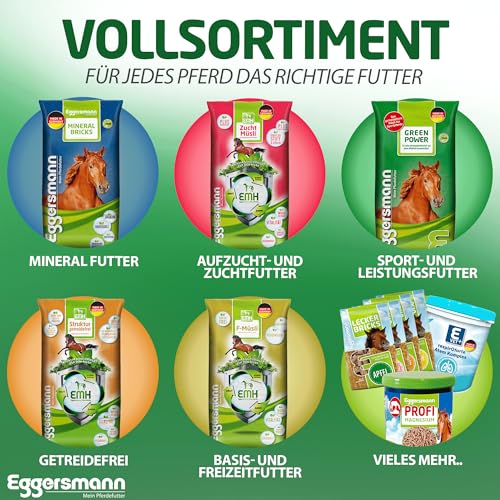 Eggersmann Mein Pferdefutter EMH Heu Cubes 20 kg - Raufutter aus sonnengetrocknetem Heu ideal als kompletter Heuersatz für Pferde & Ponys - Pferdefutter ideal bei Zahnproblemen - Deutsche Herstellung
