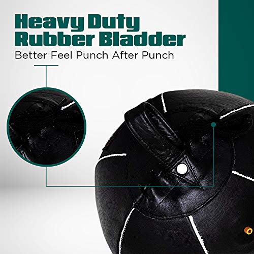 Image of Genuine Leather Double End Boxing Punching Bag - Speed Striking & Dodge Training Ball for MMA, Muay Thai, Boxing, Gym Workout - Includes Cords & Hooks for Easy Setup