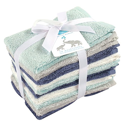 Image of Little Treasure Unisex Baby Rayon from Bamboo Luxurious Washcloths, Denim Mint, One Size