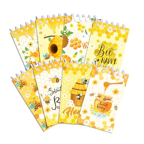 JOINFANXIN 8 Pack Mini Bee Spiral Pocket Notepads Cute Honey
