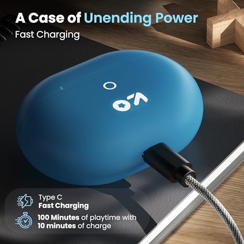 Image of GOBOULT W40 TWS with Zen Quad Mic ENC, 48Hr Playtime,13mm Large Drivers, 45ms Low Latency Gaming, 5.3v Bluetooth Calling, Fast Charging, Health Monitoring (Denim Blue)