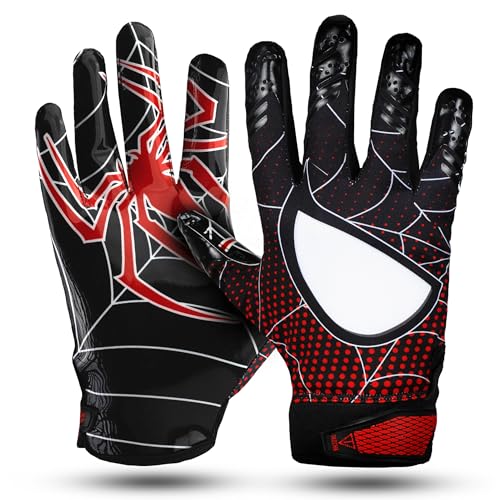TAQCHA Football Gloves - Tacky Grip, Skin Tight Adult Receiver Gloves - Youth Football Gloves Pro...