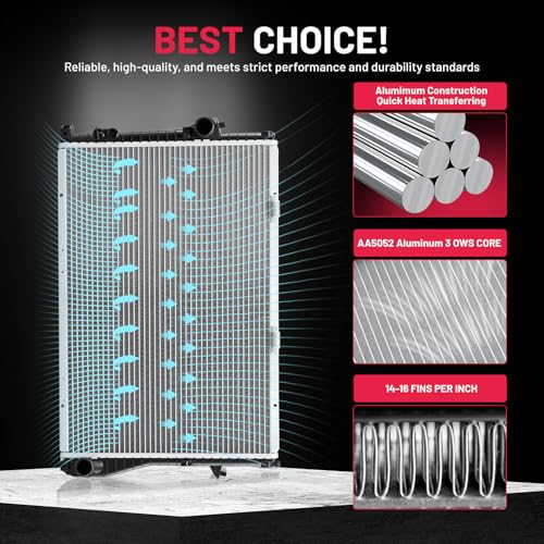 Image of BDFHYK 1401 Aluminum Radiator for BMW E39 528i 540i 1997-1998, 32mm Heavy Duty Core, CU1401 DPI1401, Direct Fit Replacement, OE 17110419206 17111702969