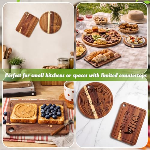 Set 2 Tablas de Cortar Redondas de Madera 7.9 Pulgadas miniatura 6