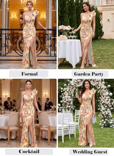 Image of VFSHOW Womens Ruffle One Shoulder Formal Prom Gala Maxi Dress Evening Gown