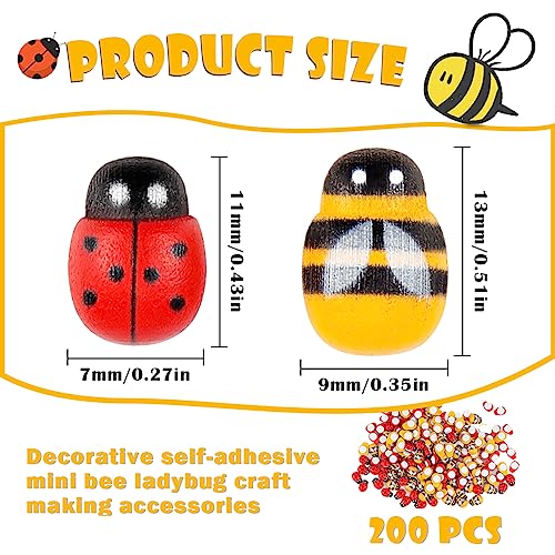 Mini mariquitas y abejas de madera autoadhesivas para evitar usar pegamento 3