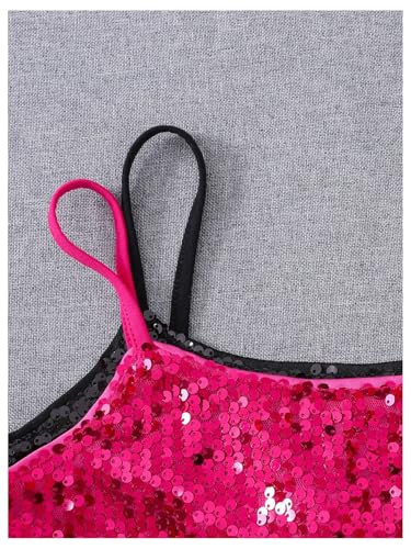 Floerns Girl's 2 Piece Sparkly Sequin Crop Cami Top Spaghetti Strap Party Camisole4