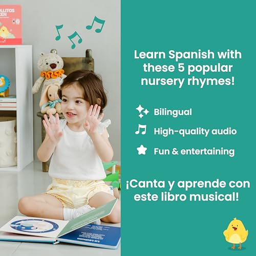 Image of Binibi Estrellita Bilingual Spanish Musical Book for Toddlers 1-3 | Libros en Espanol para Ninos. Bilingual lullaby sound book with classic Spanish nursery rhymes for toddlers, ages 1-3.