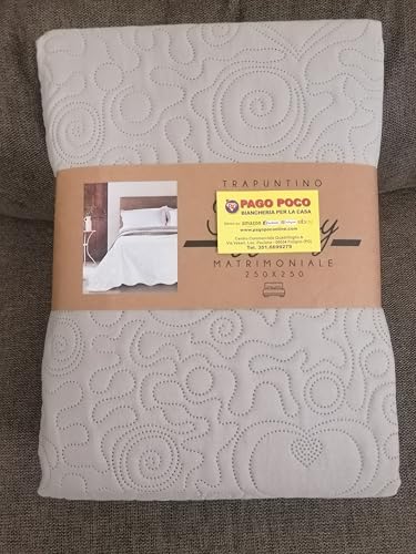 Pago Poco Tagesdecke für Einzelbett, 170 x 250 cm, perfekt für Frühling und Sommer. Farben: Weiß und Taupe (Taupe)