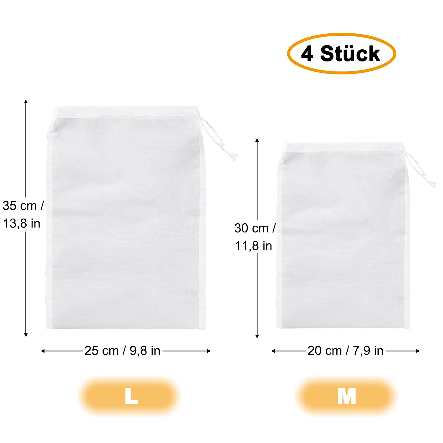 6 Sacchetti Filtranti In Nylon 100 Mesh | 24x36 Cm | Per Latte Di Noci, Succhi E Caffè | Riutilizzabili - Foto 6