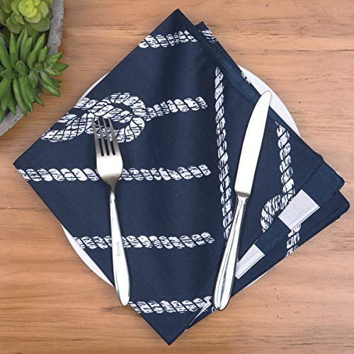 Servilleta de algodón reversible azul y blanca miniatura 2