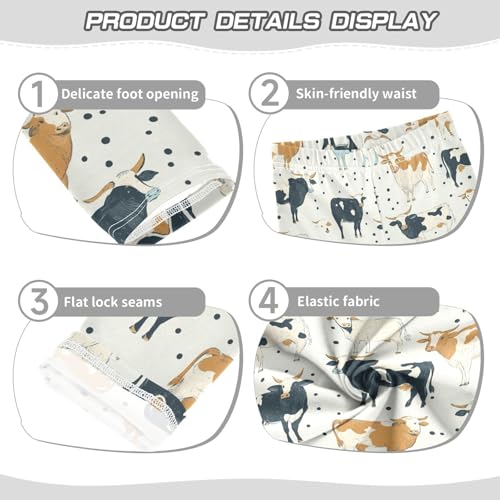 Wusikd Cows Polka Girls' Leggings Toddler Doodles Funny Kids Yoga Pants Dance Active Tights 4T3