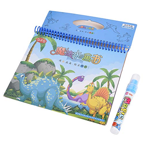 Zerodis Libro da colorare ad Acqua con Penna ad Acqua, Tavolo da Pittura Fai-da-Te Riutilizzabile Disegno ad Acqua attività di Pittura Libri Giocattolo educativo per Bambini(Dinosauro)