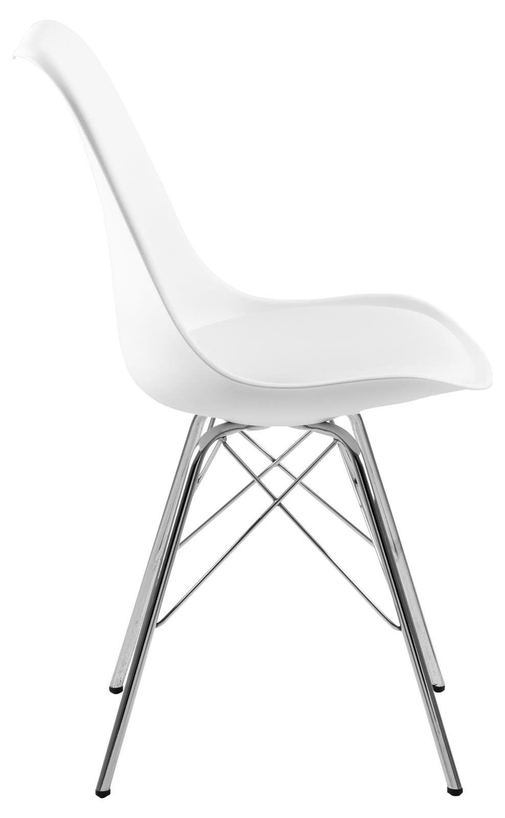 AC Design Furniture Sedia di design Emanuel, in plastica, dimensioni: 48,5 x 85,5 x 54 cm (larghezza x altezza x lunghezza), 4 pezzi, bianco e cromato, 80739