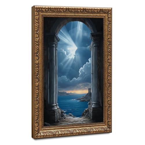 Toile The Echoes of Atlantis avec cadre doré rétro d'exception