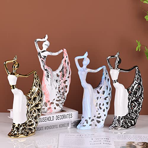Dovdov Peacock Statues And Sculptures, Female Dancer Sculptures, Modern Domestic Grey Ceramic Statues For Coffee Table, Entrance, Living Room, Bedroom Office Decorative Accessories #TOP6