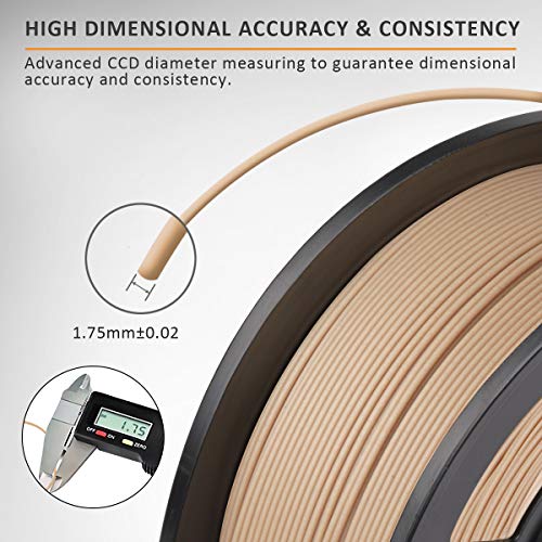 Image of SUNLU Real Wood Fiber PLA Filament, Neatly Wound 1.75mm PLA for FDM 3D Printers, 1kg Spool (2.2lbs), Woody Scent