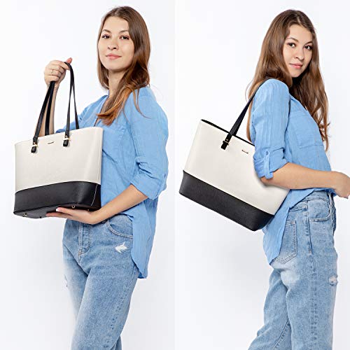 Lovevook Handbags For Women Fashion Tote Bags Shoulder Bag Top Handle Satchel Purse Set 3Pcs Beige-1 #TOP1