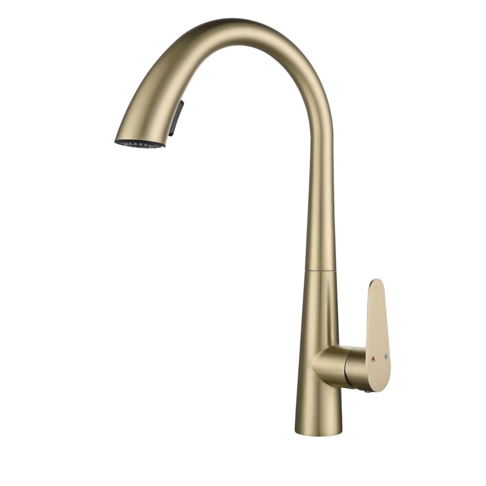 ZYCHSJXA Kitchen Sink Tap with Pull Out Sprayer Brushed Gold Taps Swivel 2 Modes Stainless Steel-Brushed