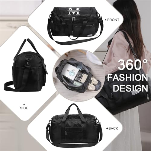 Gym Duffle Bag Personalized Travel Bag with Adjustable Shoulder Strap for Women Men Weekender Overnight Bag Sports Bag Carry On Bag (B-Black)3