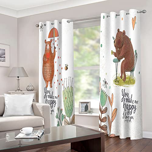 BOVZOX Rideaux Salon Occultants 2 Pièces x 117 L x 138cm H Dessin animé et Animaux Paire de Rideaux à Oeillets Isolation Thermique/Draperies Tombé Lourd...
