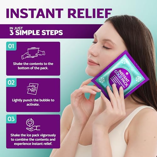 Image of 25 Packs Instant Ice Cold Pack (6 inch x 5 inch) - Disposable Instant Ice Packs for Injuries | Cold Compress Ice Pack for Pain Relief, Swelling, First Aid & Outdoor Activities