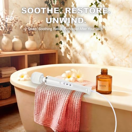 Image of Handheld Electric Back Massager, 10 Speed Wired Deep Tissue Vibrating Massager for Muscle Aches (Pearl)