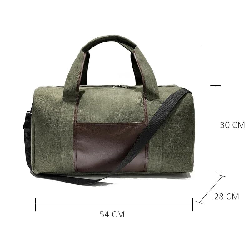 Canvas Simple Travel Luggage Handbags Solid Durable Duffel Shoulder Bags Crossbody Weekend Carry Organizer for Men Women(Khaki)4