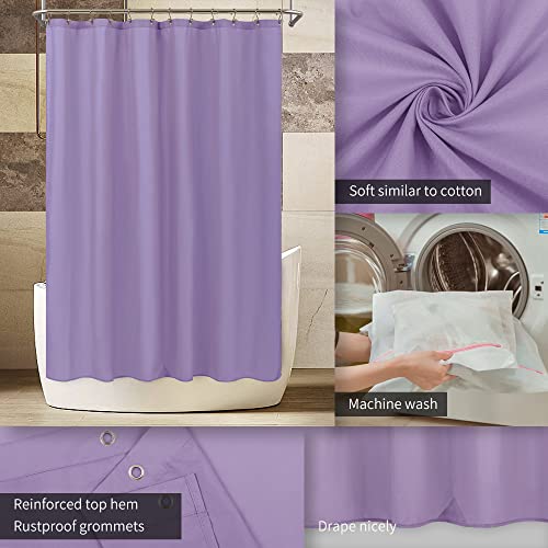 Image of ALYVIA SPRING Waterproof Fabric Shower Curtain Liner Lavender Purple, 72x72 | 3 Magnets, Soft Cloth & Hotel Quality, Machine Washable, Light-Weight, Standard Size